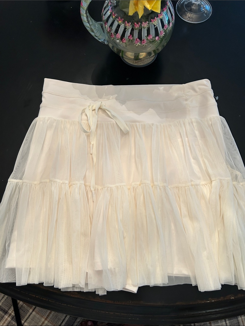 POPFLEX Tiered Tulle Mini Skirt in Cream NWOT